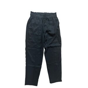 A NEW DAY Black Paperbag Waist Drawstring Ankle Pants Women's Size M